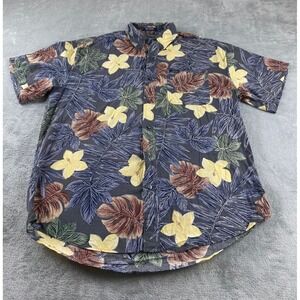 Chaps Ralph Lauren Mens L Floral Button Up Shirt Short Sleeve Casual